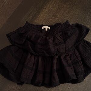 LoveShackFancy black ruffle mini skirt